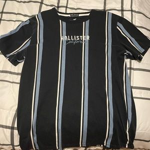 mens large black, blue, and white striped shirt